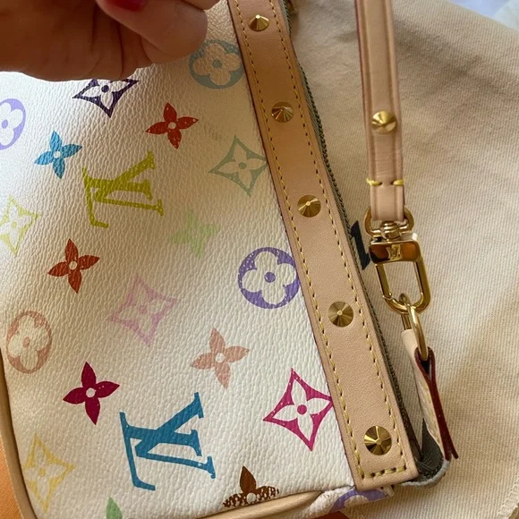 Authentic Louis Vuitton x Murakami Multicolor Pochette White NEW RE-LEATHER! - Picture 6 of 7